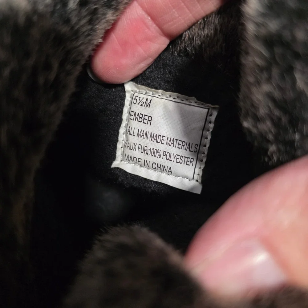 Totes Womens 5.5 Ember Snow Boots‎ Black Quilted Faux Fur Lined Zipper Bungee